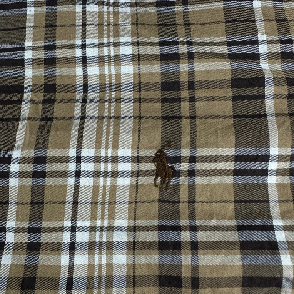 Polo Ralph Lauren Mens XXL Classic Fit Plaid‎ Button Down Shirt Brown Tan 2399